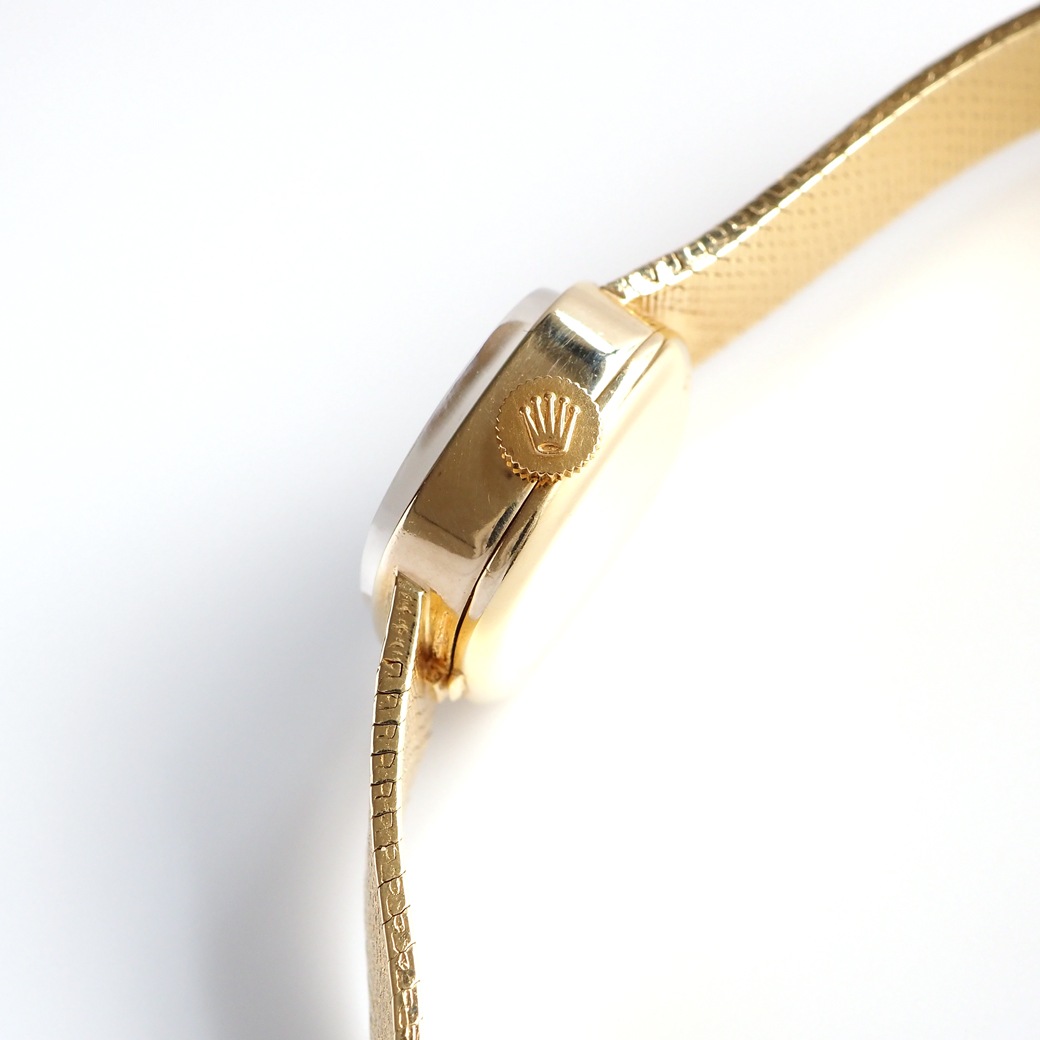 アンティークウォッチ ロレックス テクスチャーダイヤル スクエア ゴールドケース ブレスレット