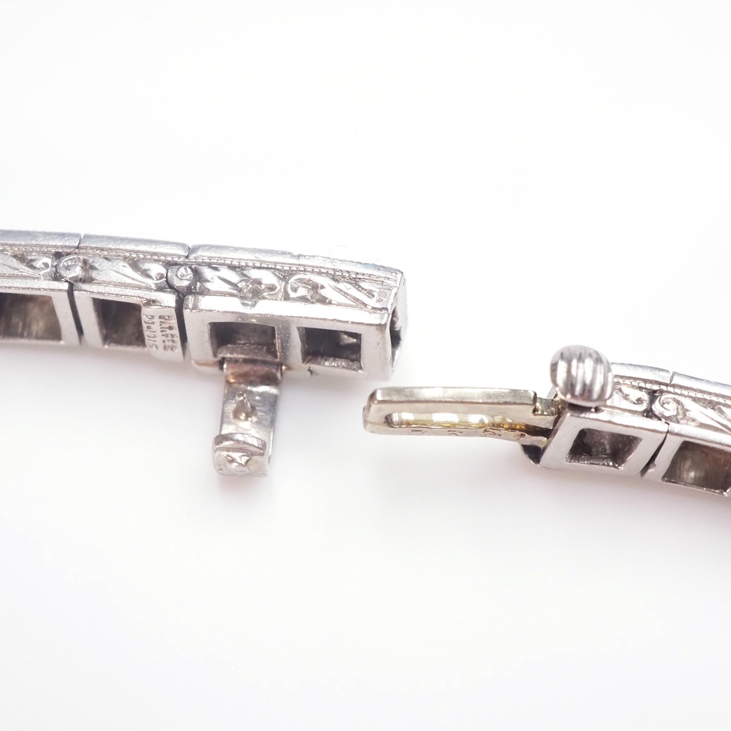 アンティークジュエリー ブレスレット ダイヤモンド プラチナ 彫刻装飾 ブレスレット