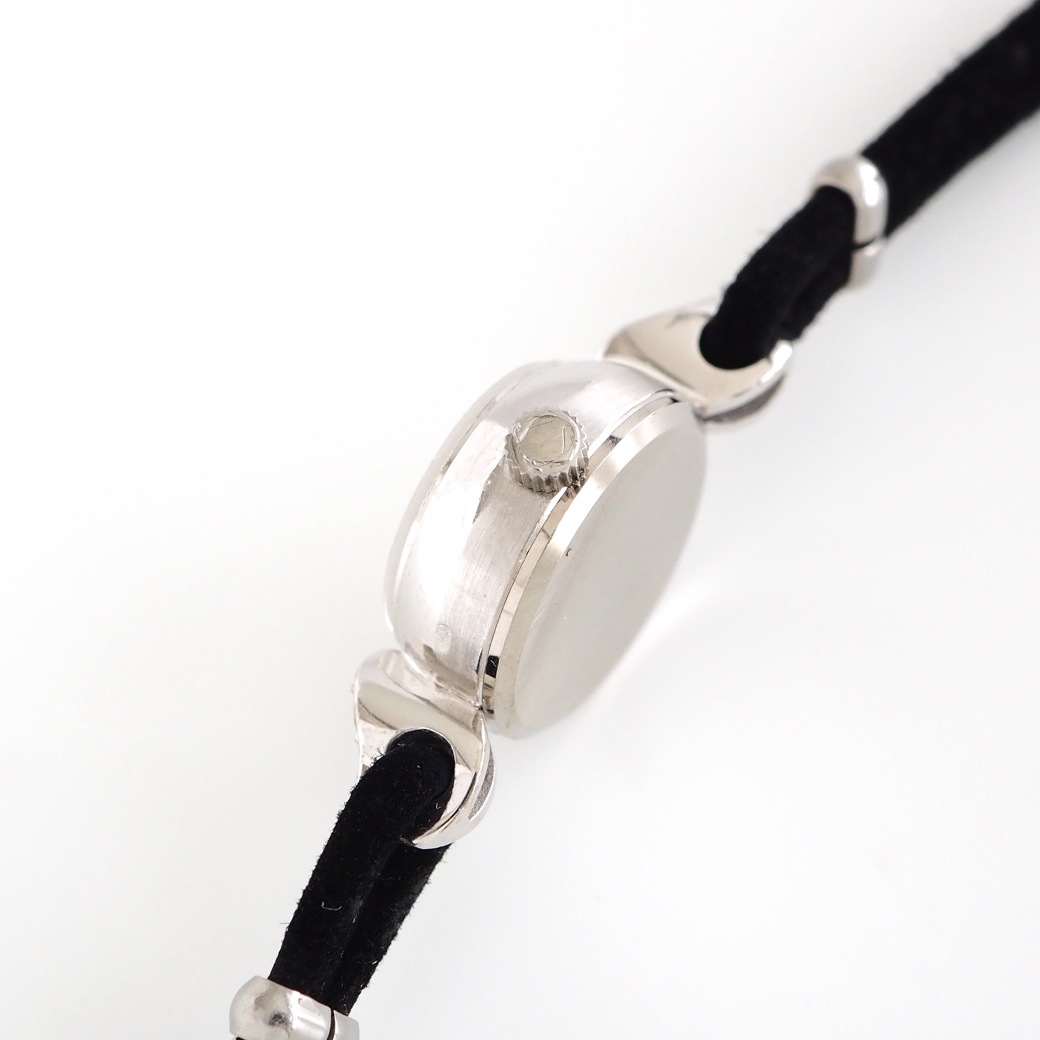 アンティークウォッチ オメガ ダイヤモンドアクセント カットガラス ラウンド ホワイトゴールドケース BOX付