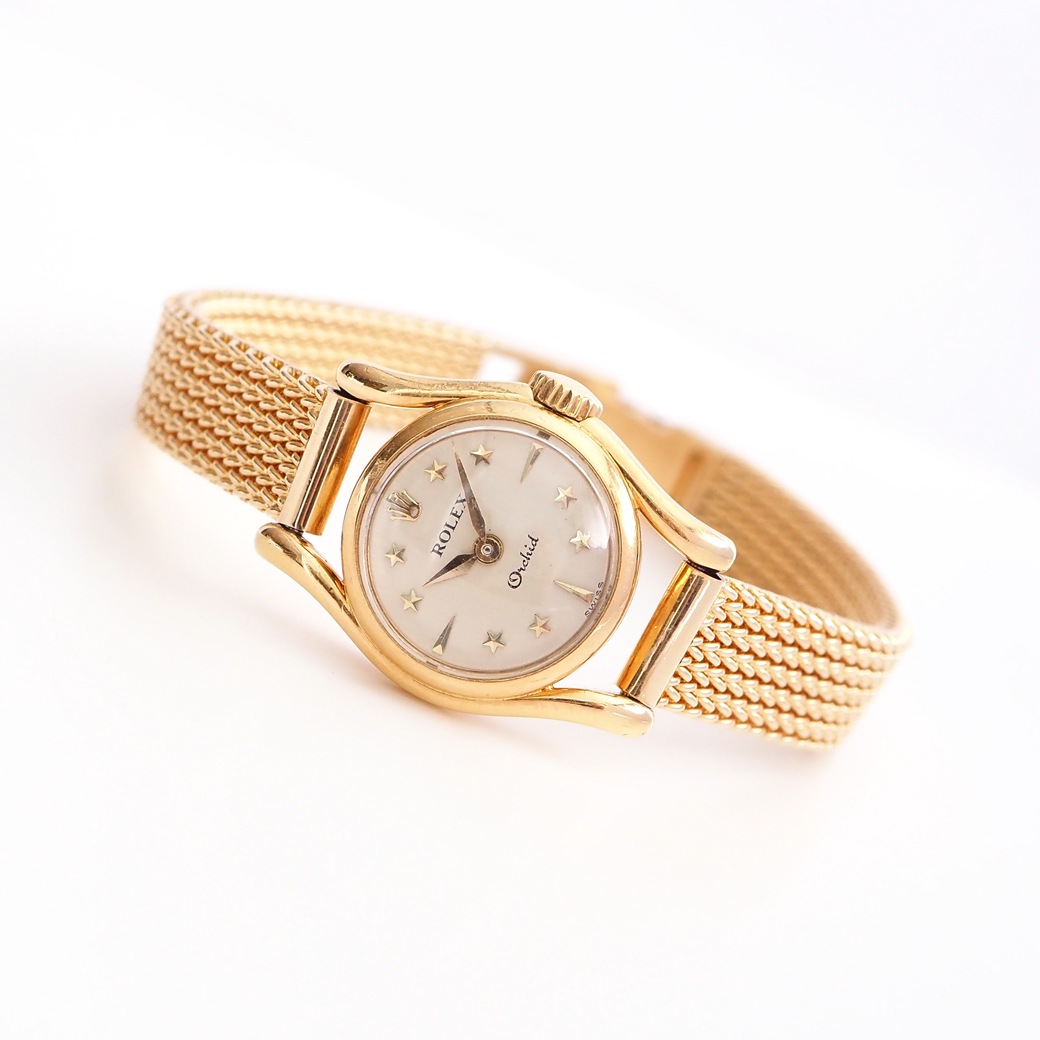 アンティークウォッチ ロレックス Orchid スターダイヤル ラウンド ゴールドケース ブレスレット