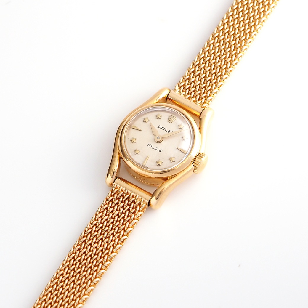 アンティークウォッチ ロレックス Orchid スターダイヤル ラウンド ゴールドケース ブレスレット