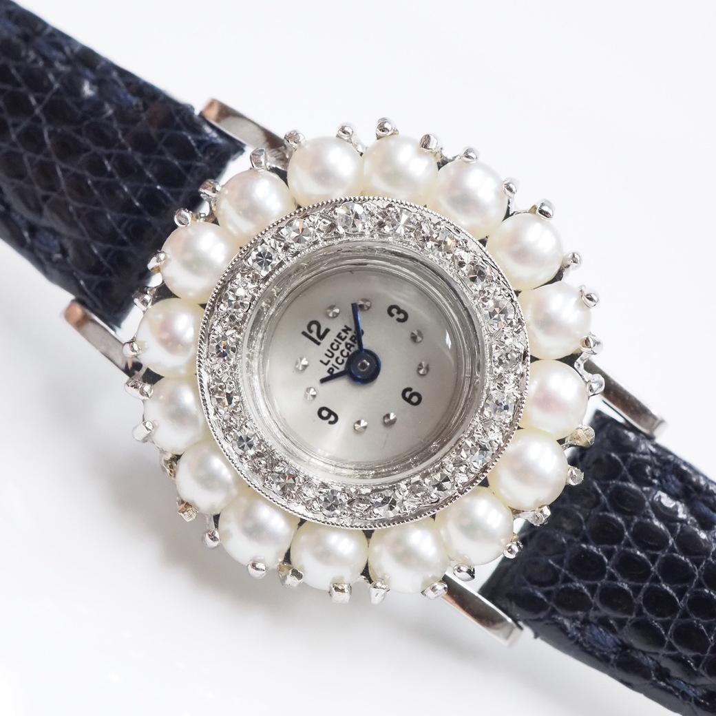 アンティークウォッチ ルシアンピカール パール ダイヤモンドベゼル ラウンド WGケース