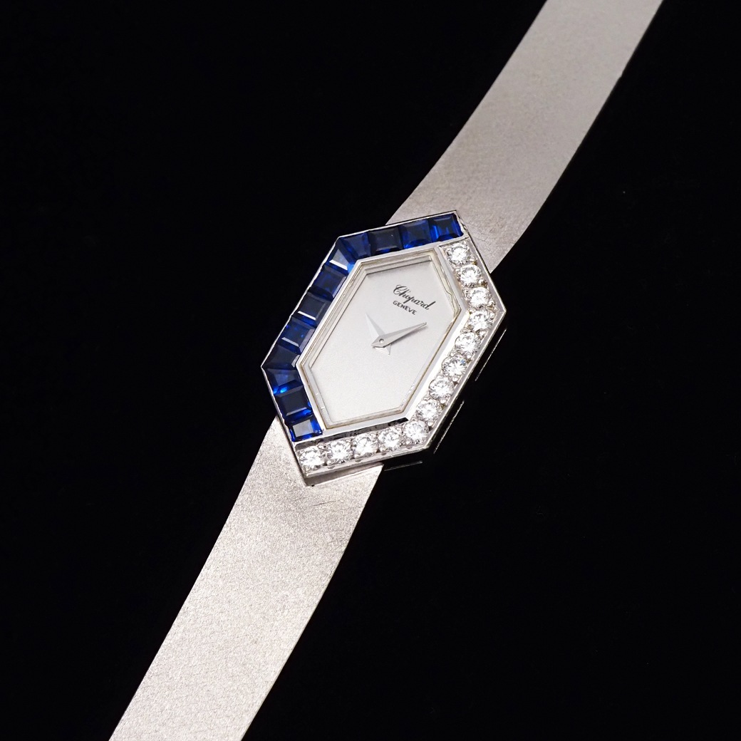 アンティークウォッチ ショパール サファイア ダイヤモンド ユニークシェイプ ホワイトゴールドケース ブレスレット