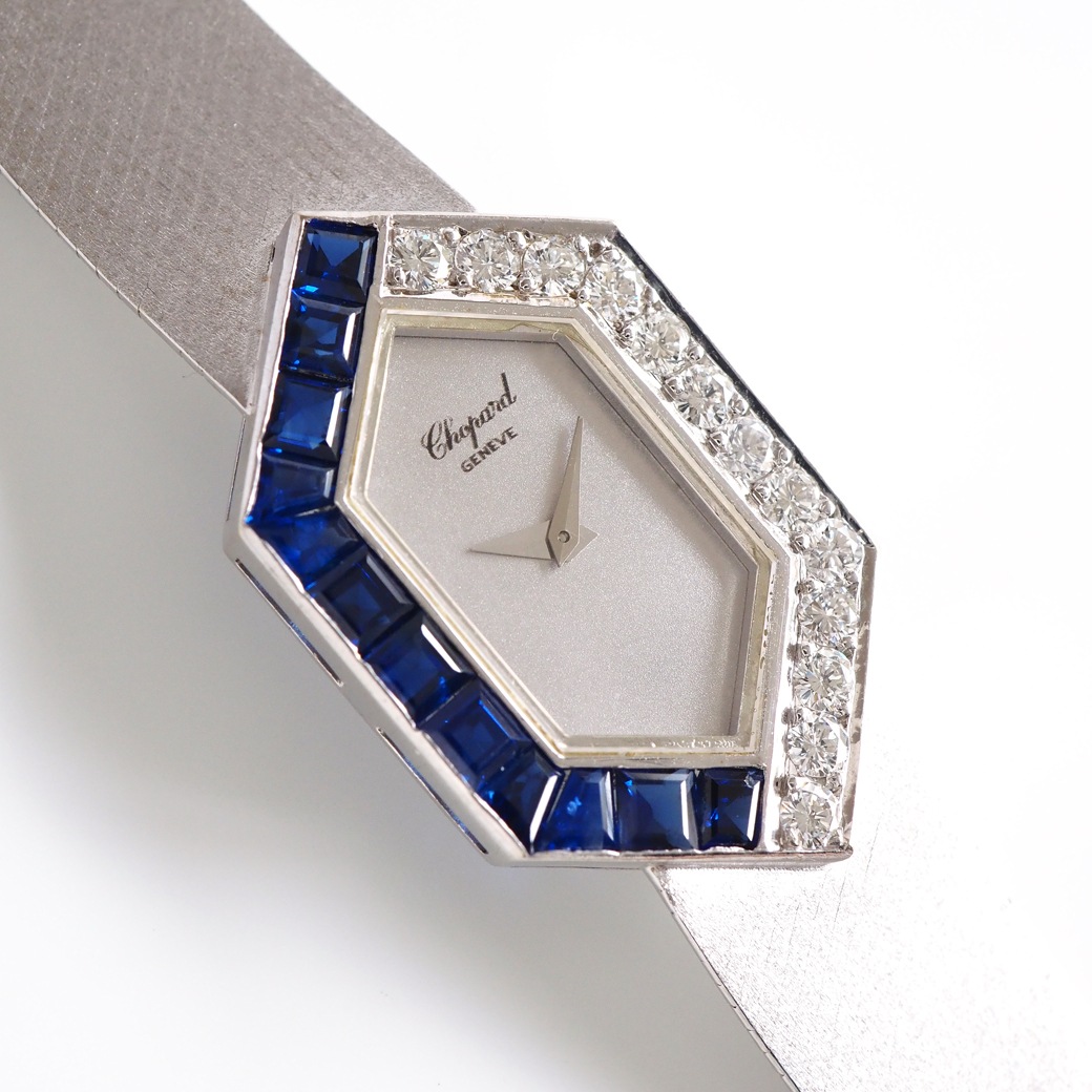 アンティークウォッチ ショパール サファイア ダイヤモンド ユニークシェイプ ホワイトゴールドケース ブレスレット