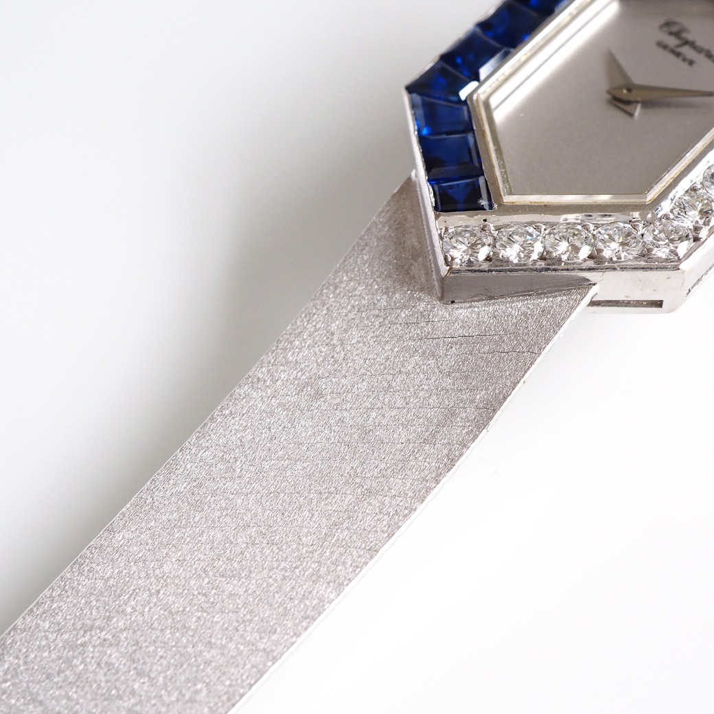 アンティークウォッチ ショパール サファイア ダイヤモンド ユニークシェイプ ホワイトゴールドケース ブレスレット