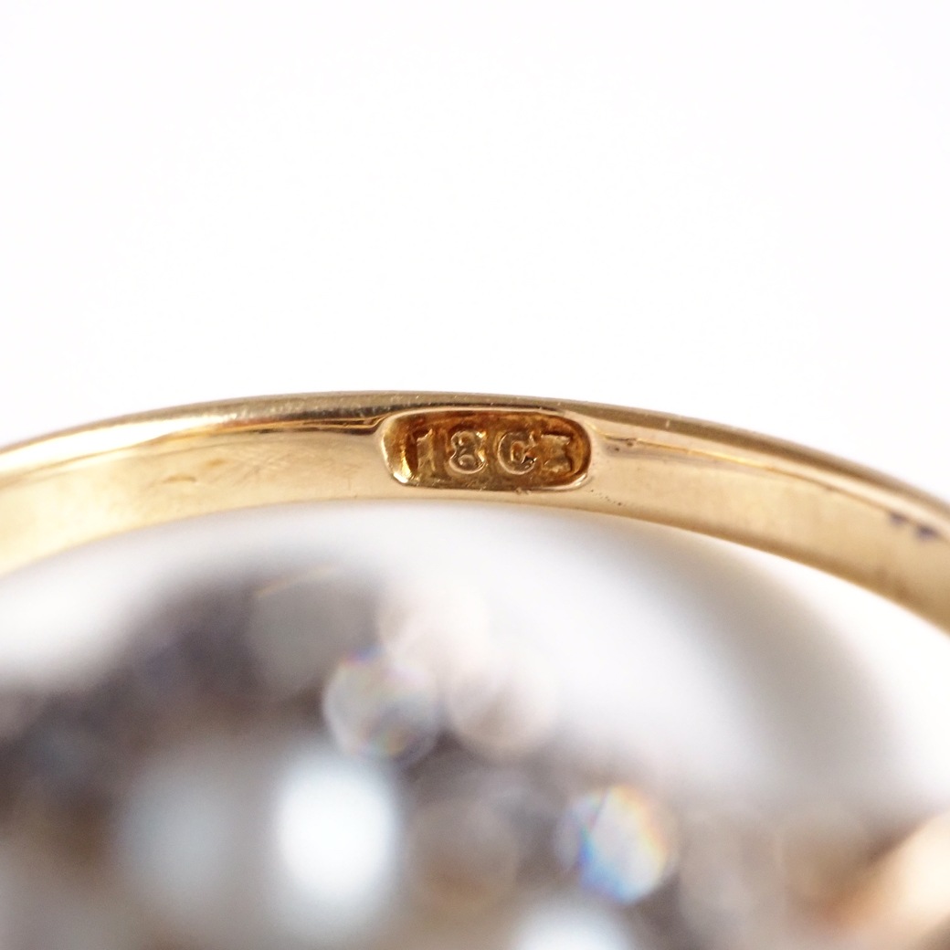 アンティークジュエリー リング パール ダイヤモンド クラスター アンティークリング