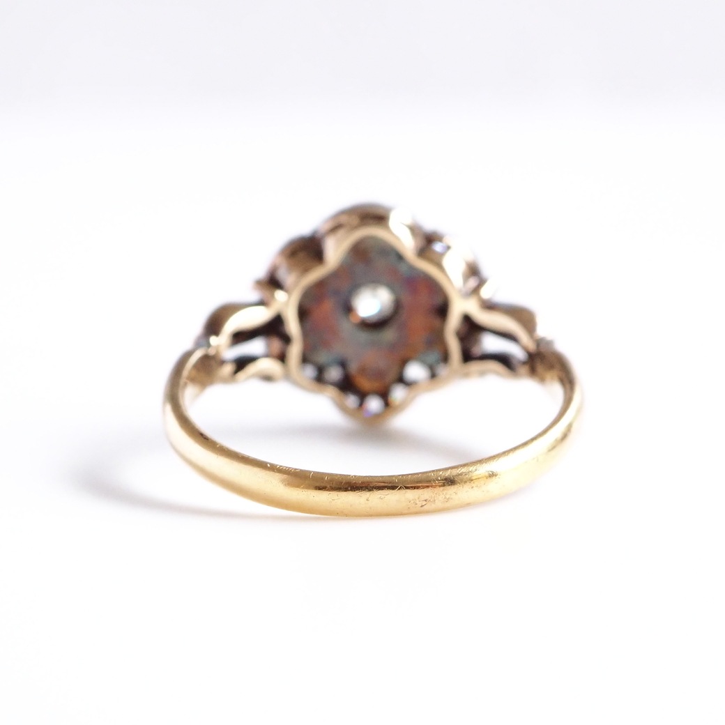 アンティークジュエリー リング パール ダイヤモンド クラスター アンティークリング