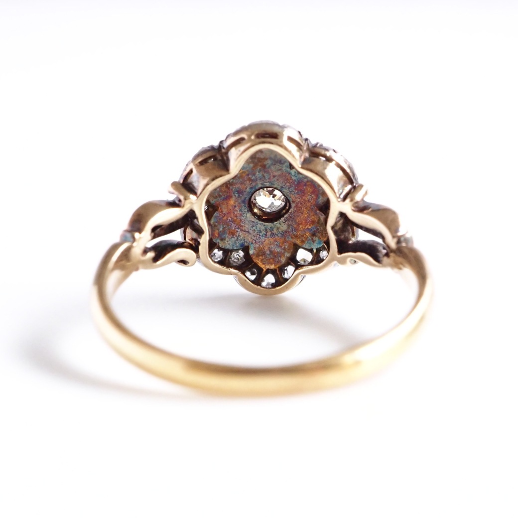 アンティークジュエリー リング パール ダイヤモンド クラスター アンティークリング