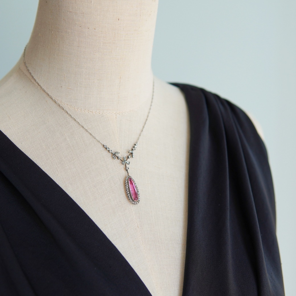 アンティークジュエリー アンティークネックレス ピンク インペリアル