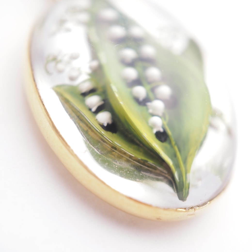 アンティークジュエリー アンティークネックレス すずらん クリスタル