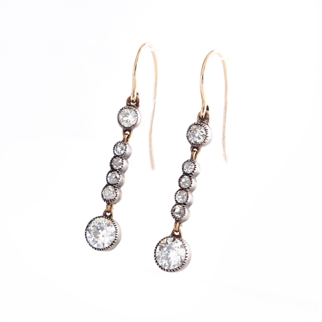 アンティークジュエリー イヤリング&ピアス ドロップデザイン ダイヤモンド アンティークピアス