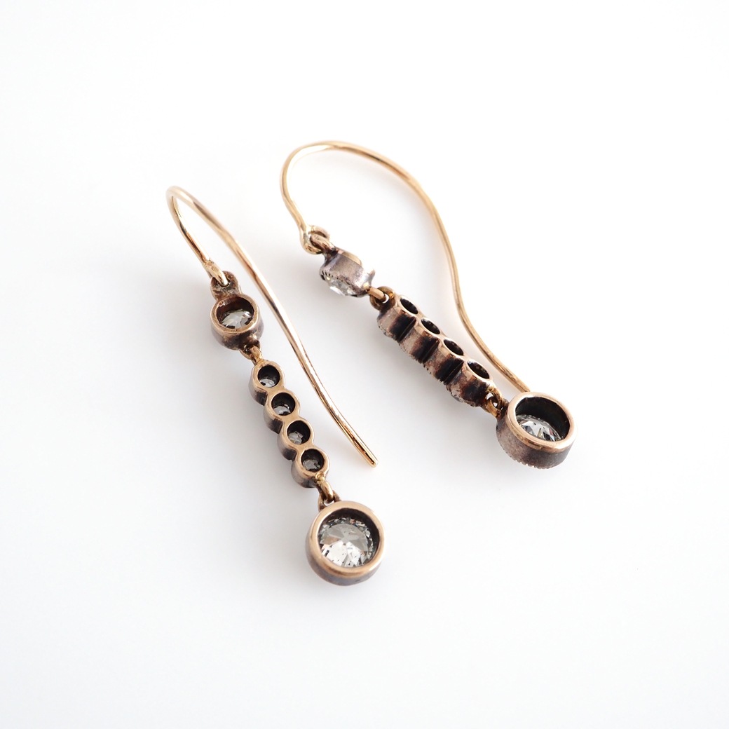 アンティークジュエリー イヤリング&ピアス ドロップデザイン ダイヤモンド アンティークピアス