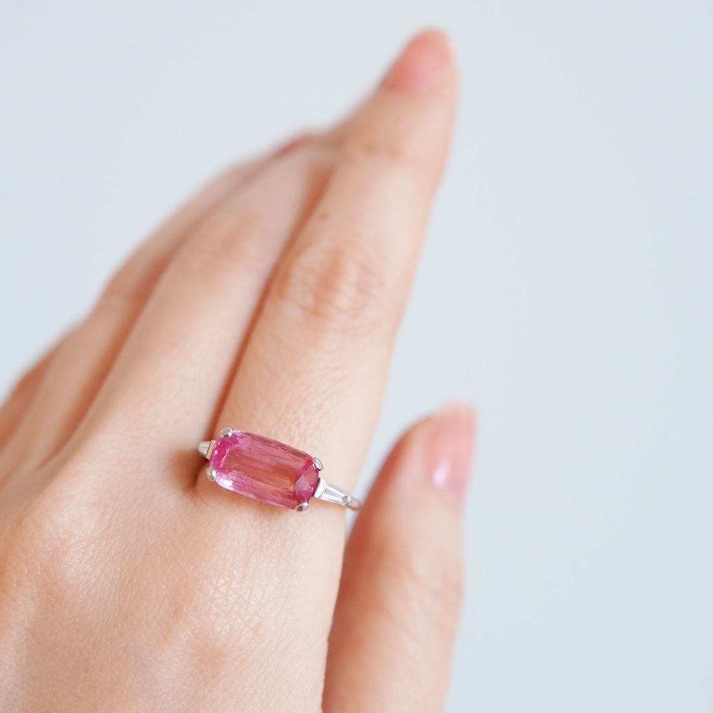 K18 天然ピンクストーン リング 約2.7g ヴィンテージ ヴィンテージ 9金 ピンクストーン リング（9K Pink Stone Ring）- JeJe