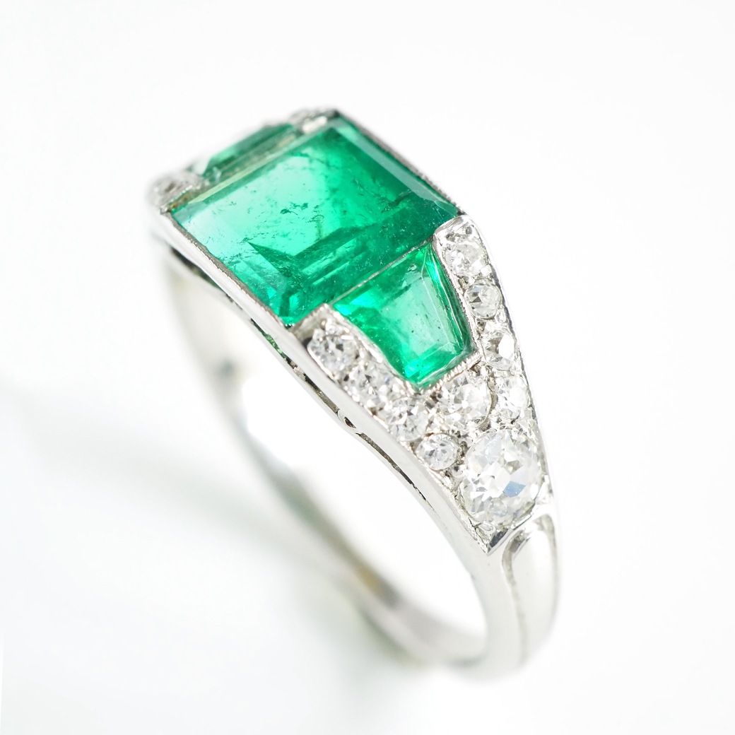 アンティークジュエリー リング エメラルド ダイヤモンド アール・デコ アンティークリング