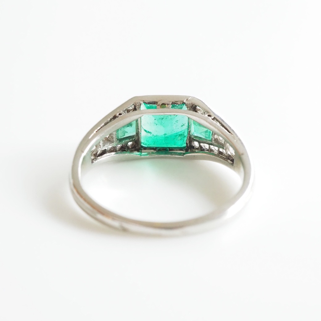 アンティークジュエリー リング エメラルド ダイヤモンド アール・デコ アンティークリング