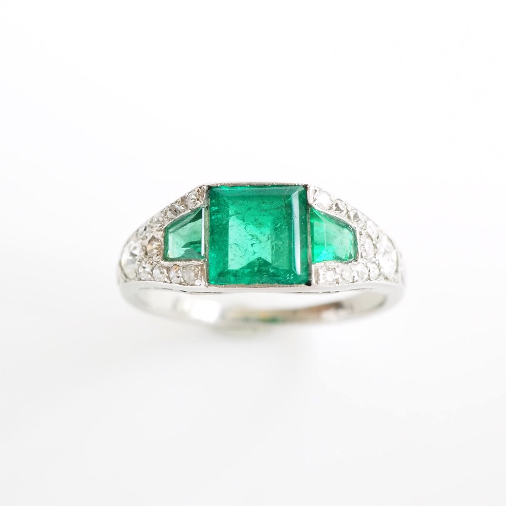 アンティークジュエリー リング エメラルド ダイヤモンド アール・デコ アンティークリング