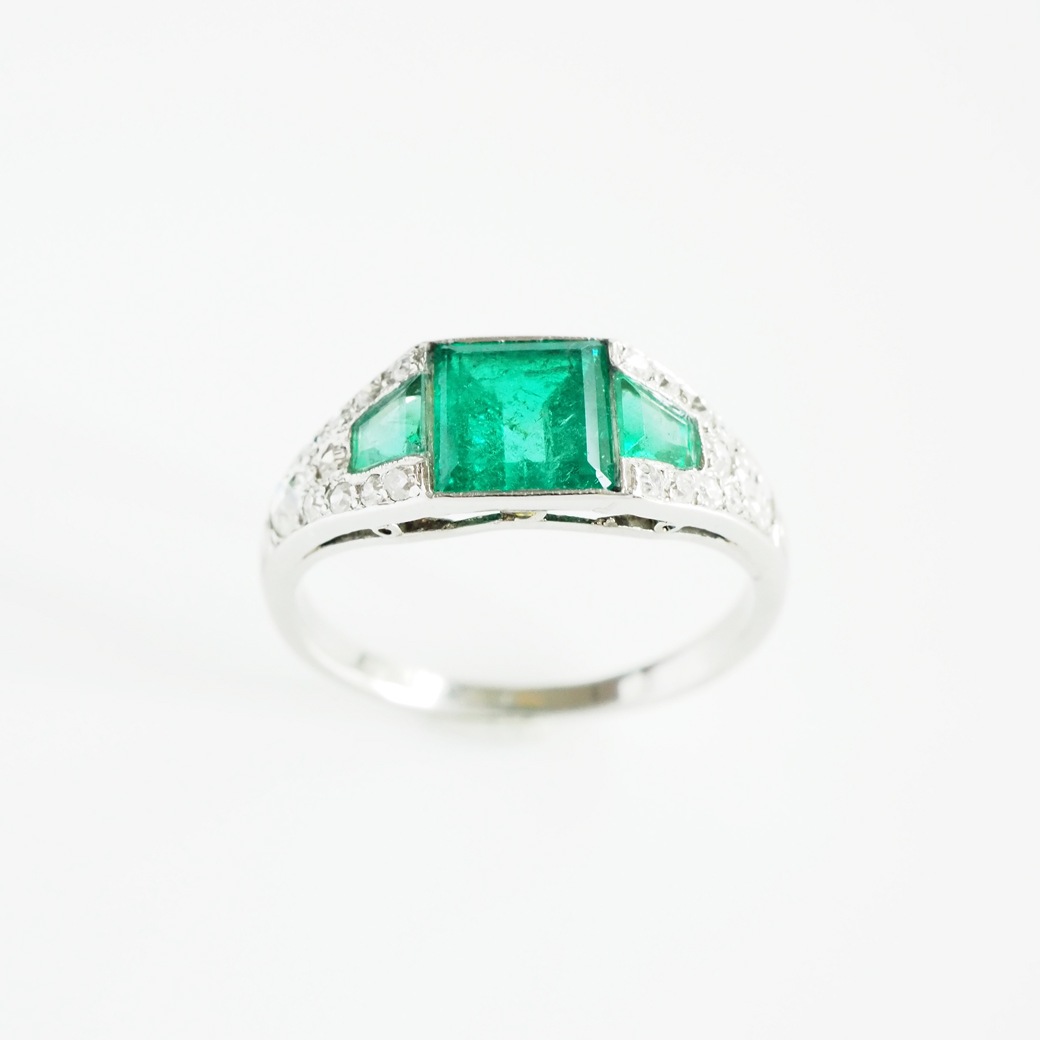 アンティークジュエリー リング エメラルド ダイヤモンド アール・デコ アンティークリング