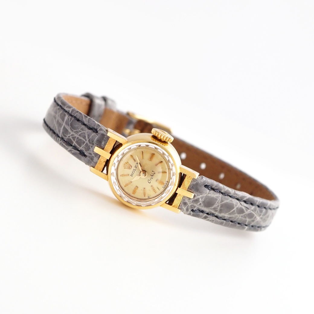 アンティークウォッチ ロレックス Orchid カットガラス ラウンド ゴールドケース