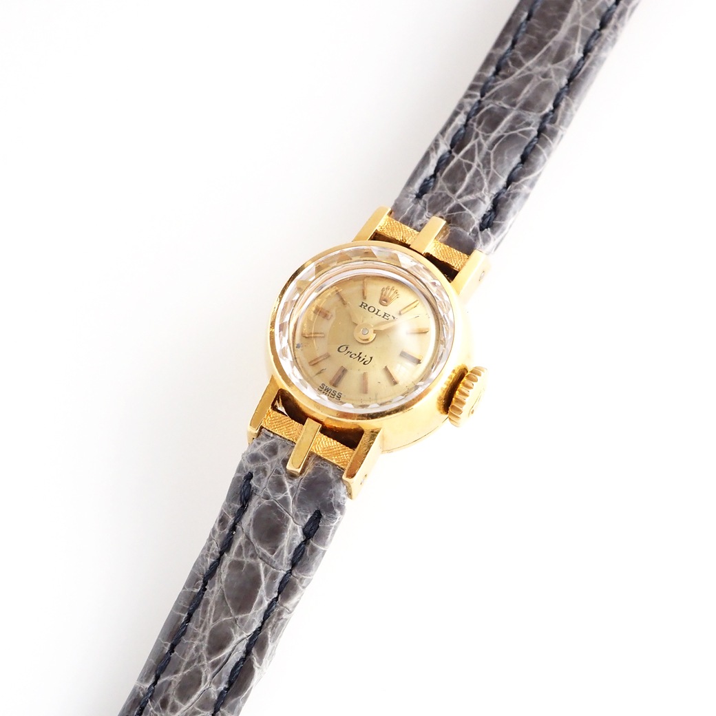 アンティークウォッチ ロレックス Orchid カットガラス ラウンド ゴールドケース