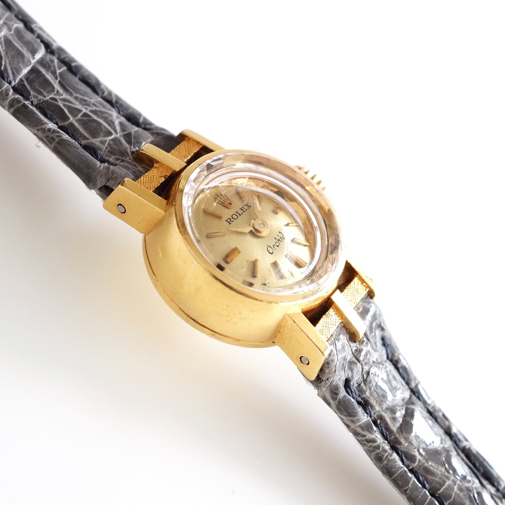 アンティークウォッチ ロレックス Orchid カットガラス ラウンド ゴールドケース