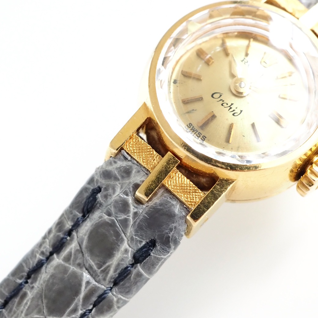 アンティークウォッチ ロレックス Orchid カットガラス ラウンド ゴールドケース