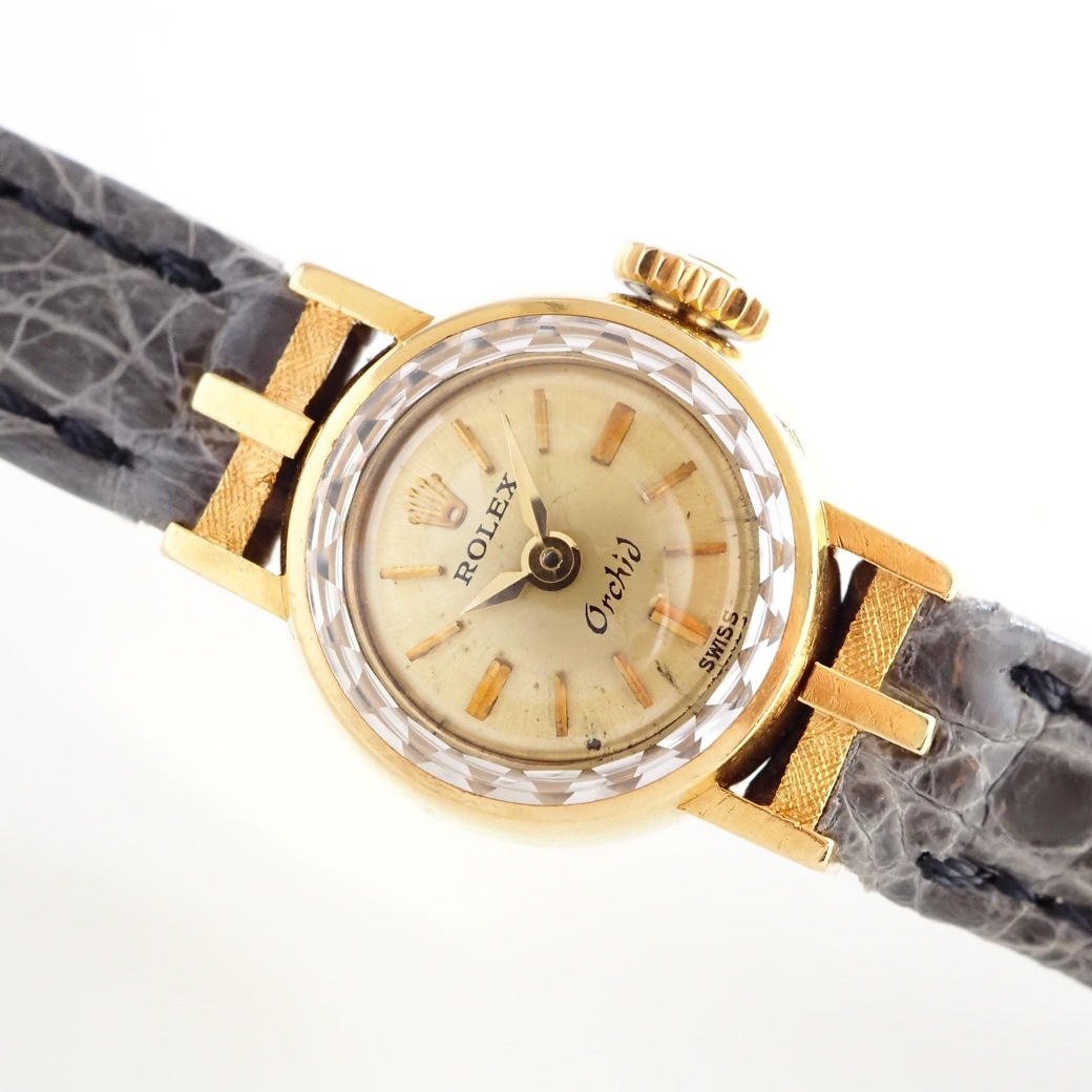 アンティークウォッチ ロレックス Orchid カットガラス ラウンド ゴールドケース