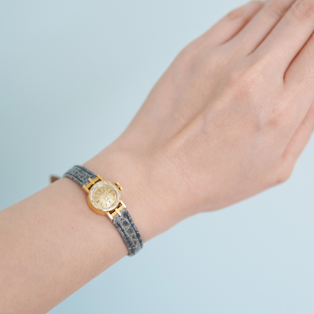 アンティークウォッチ ロレックス Orchid カットガラス ラウンド ゴールドケース