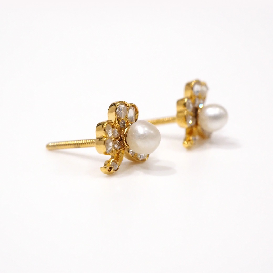 アンティークジュエリー イヤリング&ピアス クローバー パール ダイヤモンド アンティークピアス