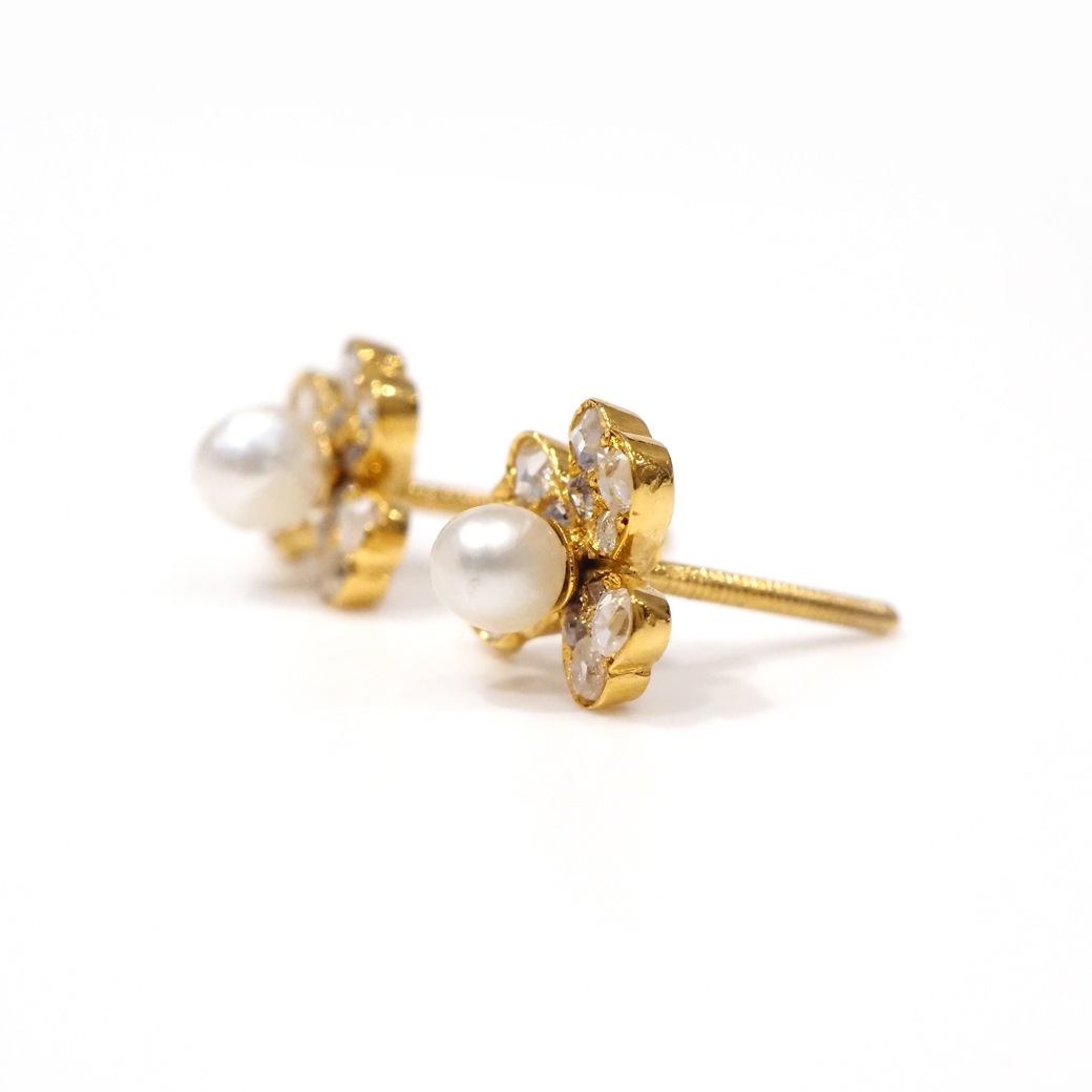 アンティークジュエリー イヤリング&ピアス クローバー パール ダイヤモンド アンティークピアス