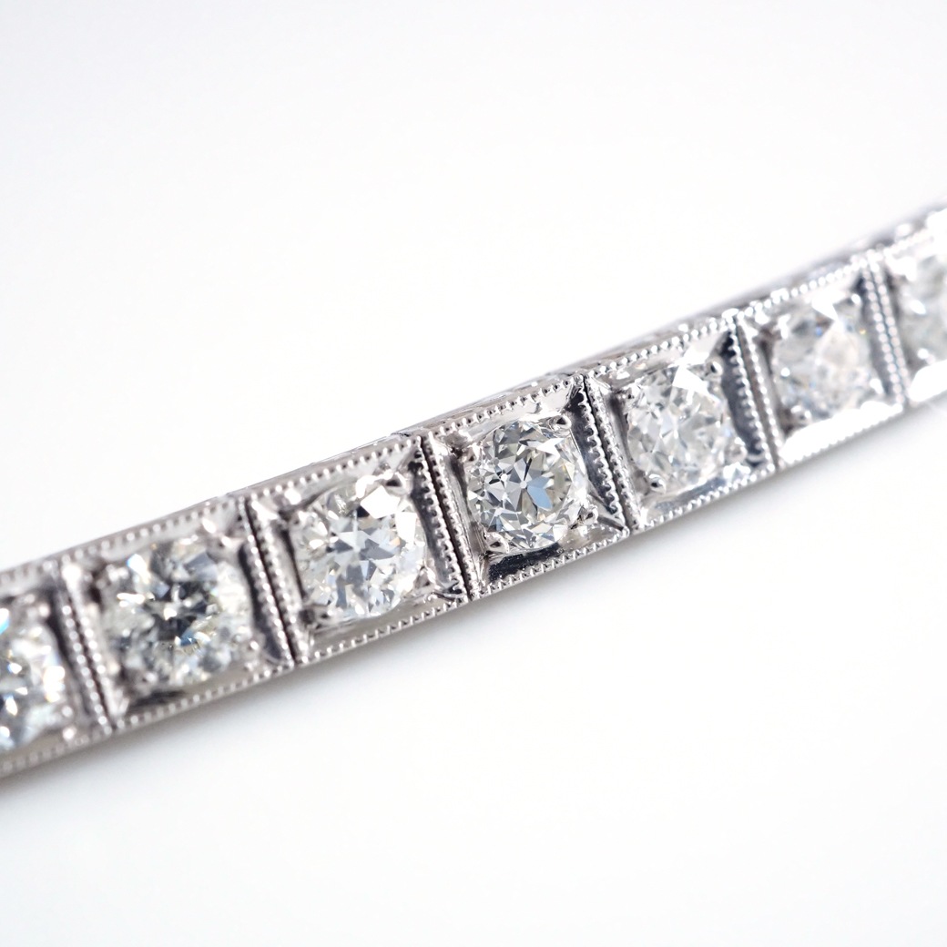 アンティークジュエリー ブレスレット ダイヤモンド プラチナ 彫刻装飾 アンティークブレスレット