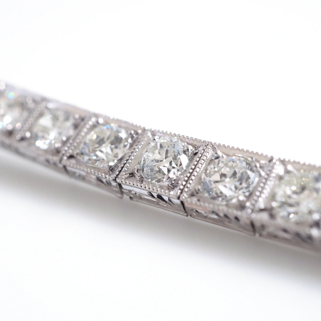 アンティークジュエリー ブレスレット ダイヤモンド プラチナ 彫刻装飾 アンティークブレスレット