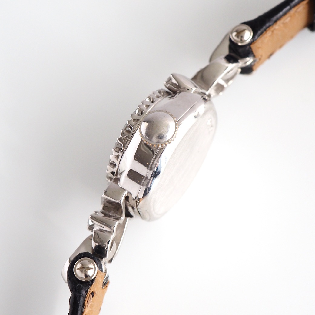 アンティークウォッチ ハミルトン ダイヤモンド装飾 ラウンド ホワイトゴールドケース