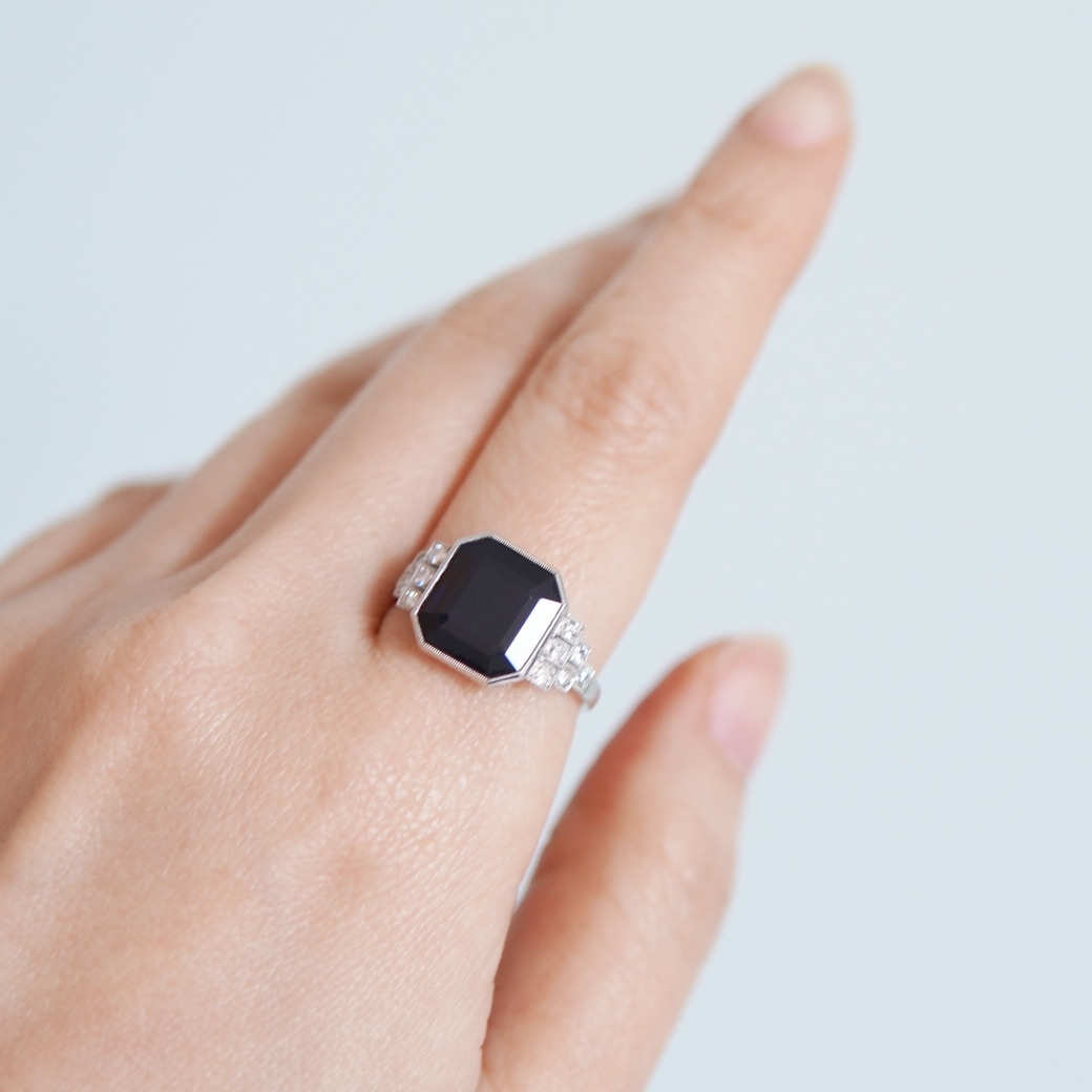 アンティークジュエリー アンティークリング ダークブルーサファイア