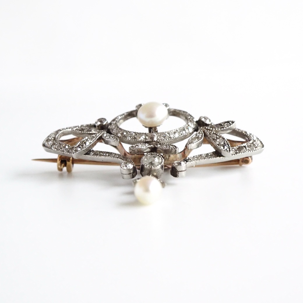 アンティークジュエリー ブローチ パール ダイヤモンド アンティークブローチ