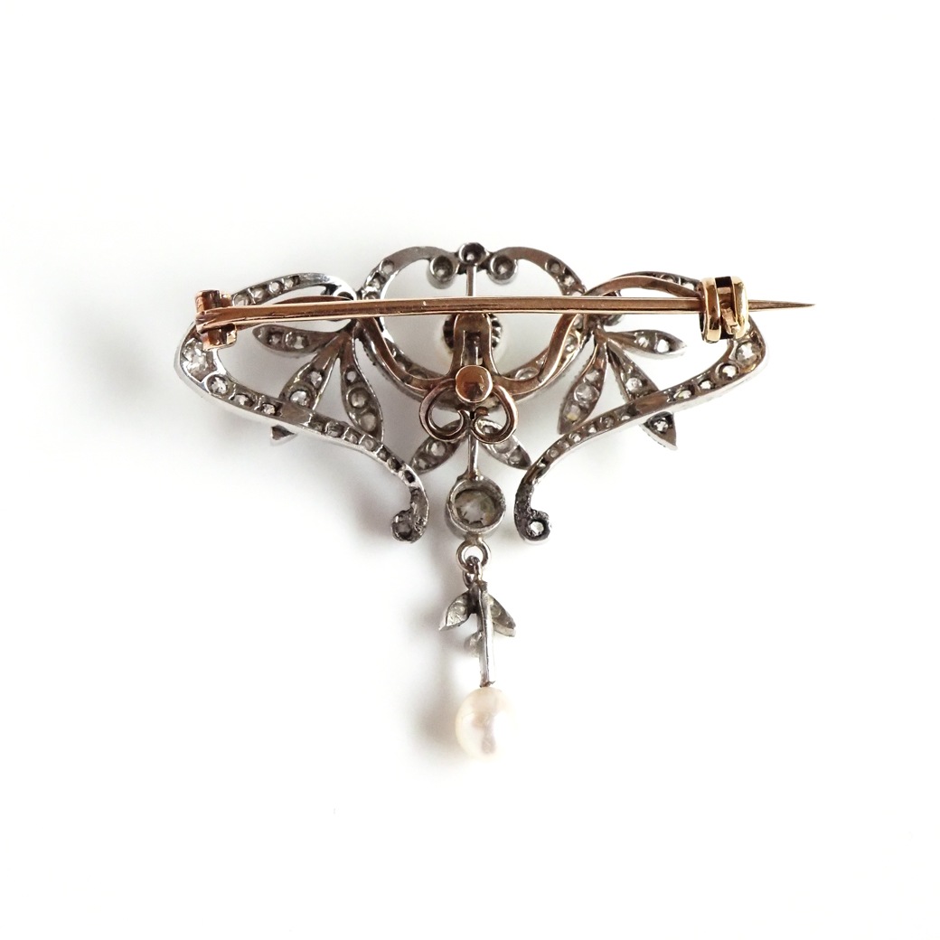 アンティークジュエリー ブローチ パール ダイヤモンド アンティークブローチ