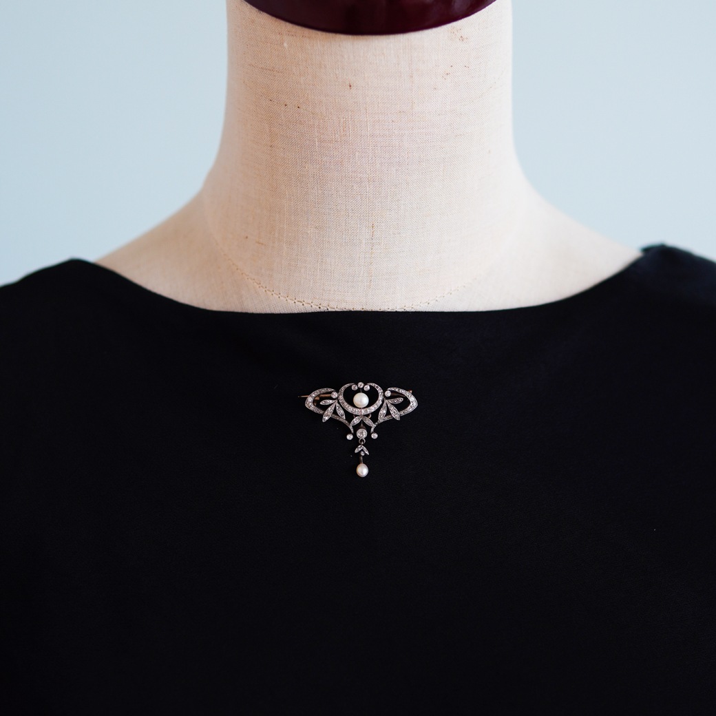 アンティークジュエリー ブローチ パール ダイヤモンド アンティークブローチ