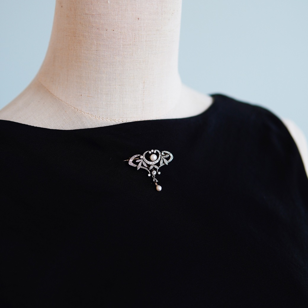 アンティークジュエリー ブローチ パール ダイヤモンド アンティークブローチ