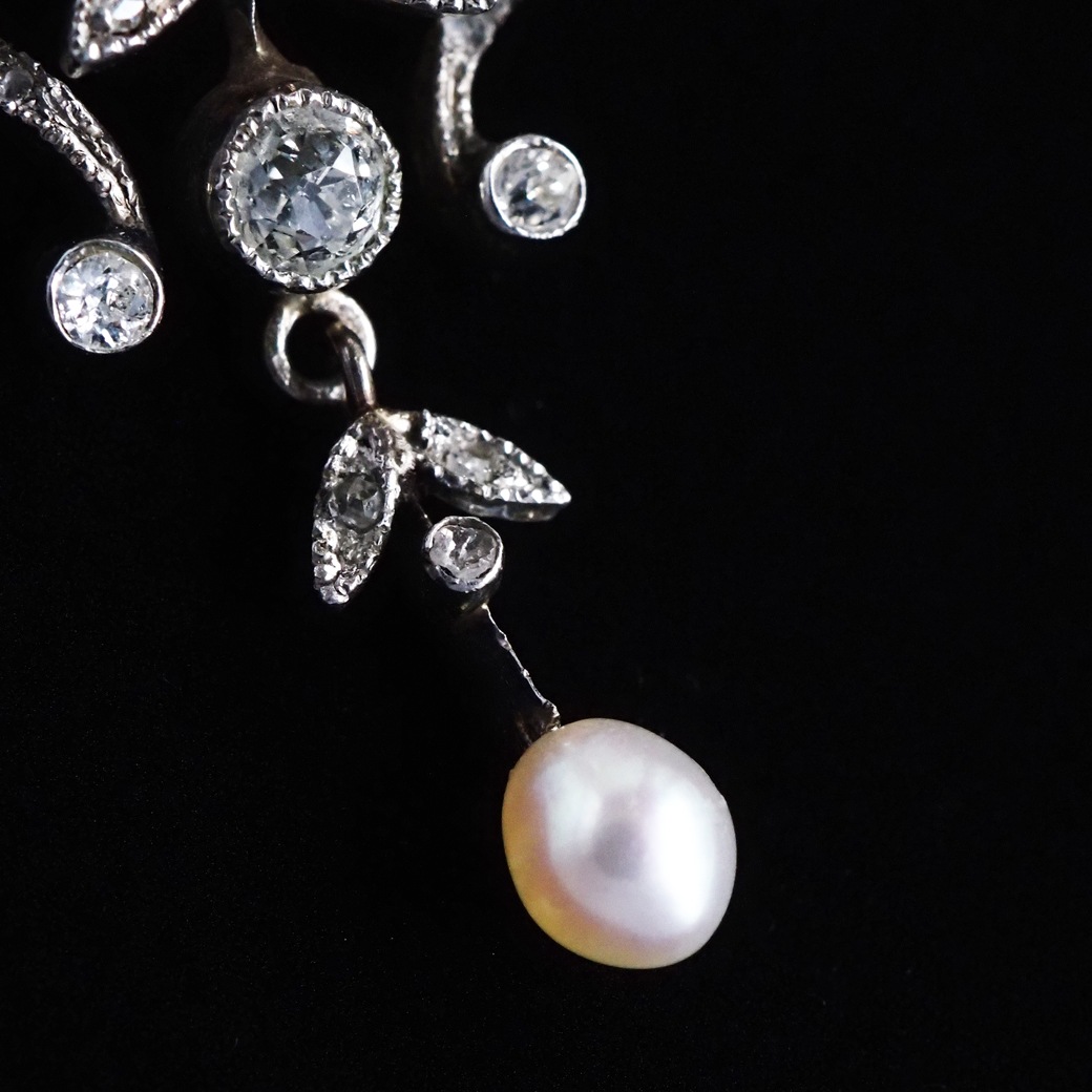 アンティークジュエリー ブローチ パール ダイヤモンド アンティークブローチ