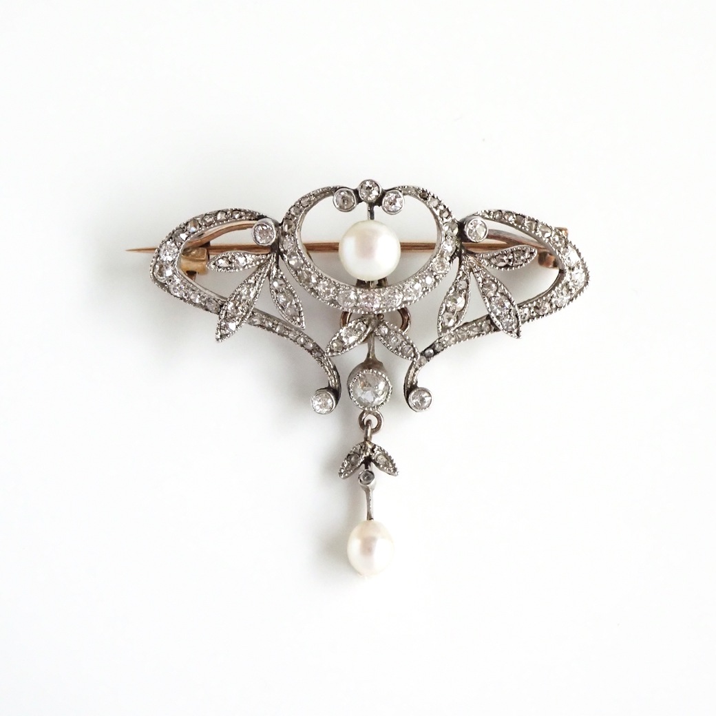 アンティークジュエリー ブローチ パール ダイヤモンド アンティークブローチ