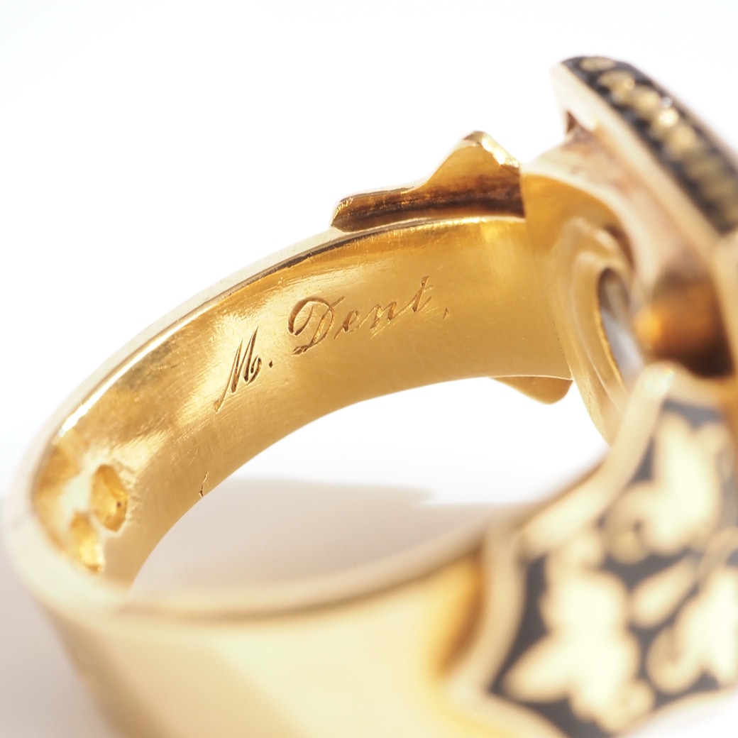 アンティークジュエリー リング エナメル装飾 アゲート インタリオ リング