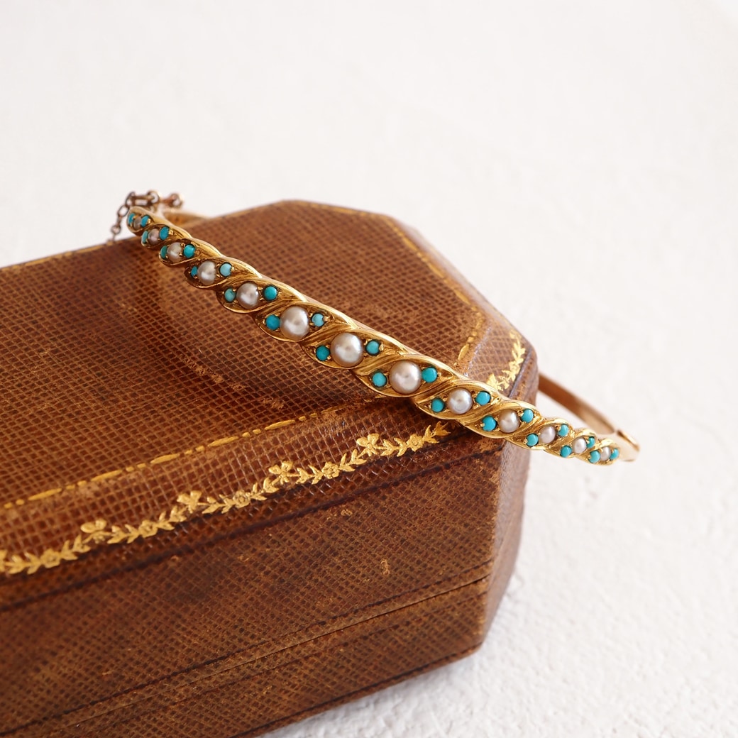 アンティークジュエリー ブレスレット パール ペースト ゴールド バングル アンティークブレスレット