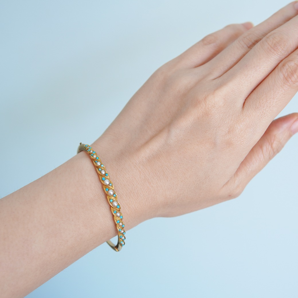 アンティークジュエリー ブレスレット パール ペースト ゴールド バングル アンティークブレスレット