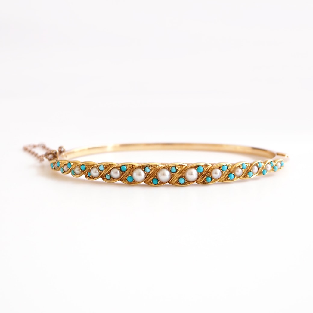 アンティークジュエリー ブレスレット パール ペースト ゴールド バングル アンティークブレスレット