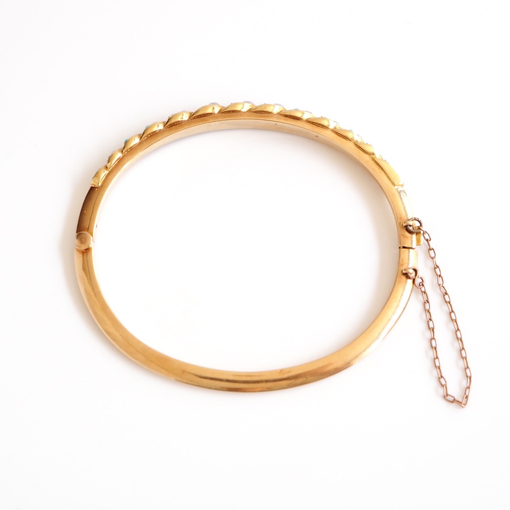 アンティークジュエリー ブレスレット パール ペースト ゴールド バングル アンティークブレスレット