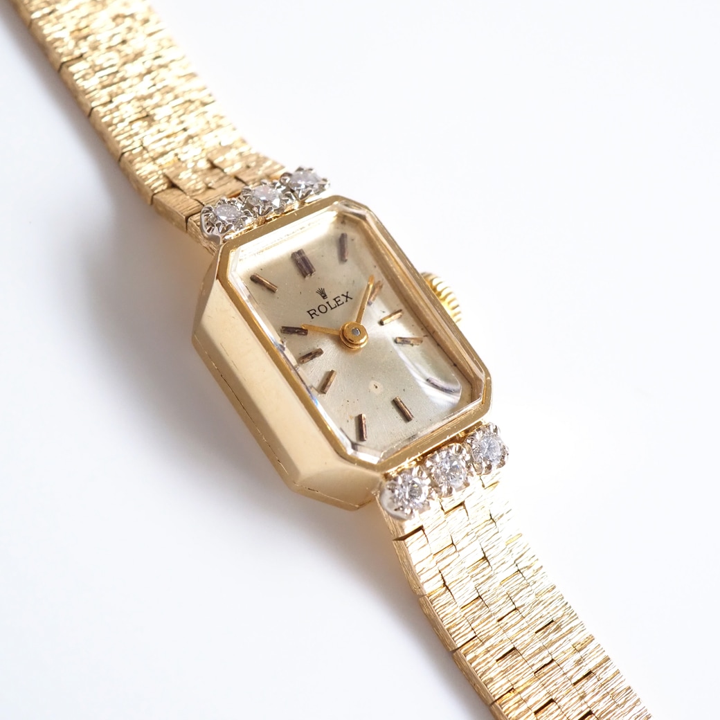 アンティークウォッチ ロレックス ダイヤモンドアクセント オクタゴン ゴールドケース ブレスレット
