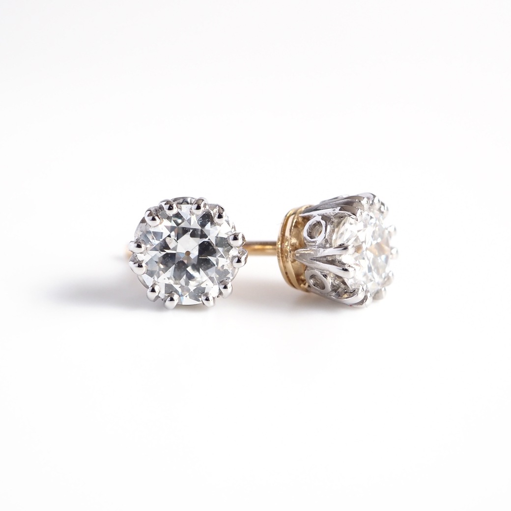 アンティークジュエリー リプロダクション City of London シティオブロンドン 一粒ダイヤモンド スタッドピアス