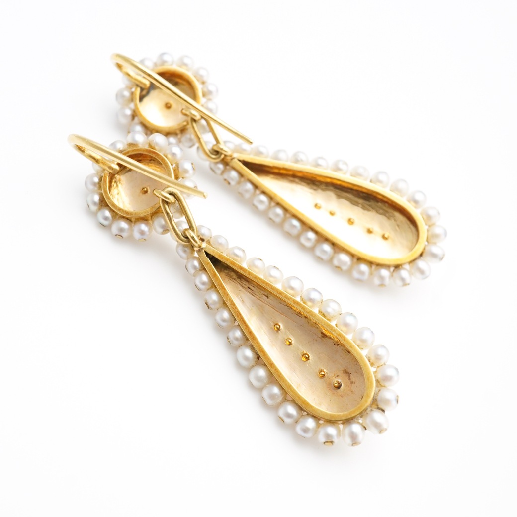 アンティークジュエリー アンティークイヤリング&ピアス ゴールド パール ドロップピアス