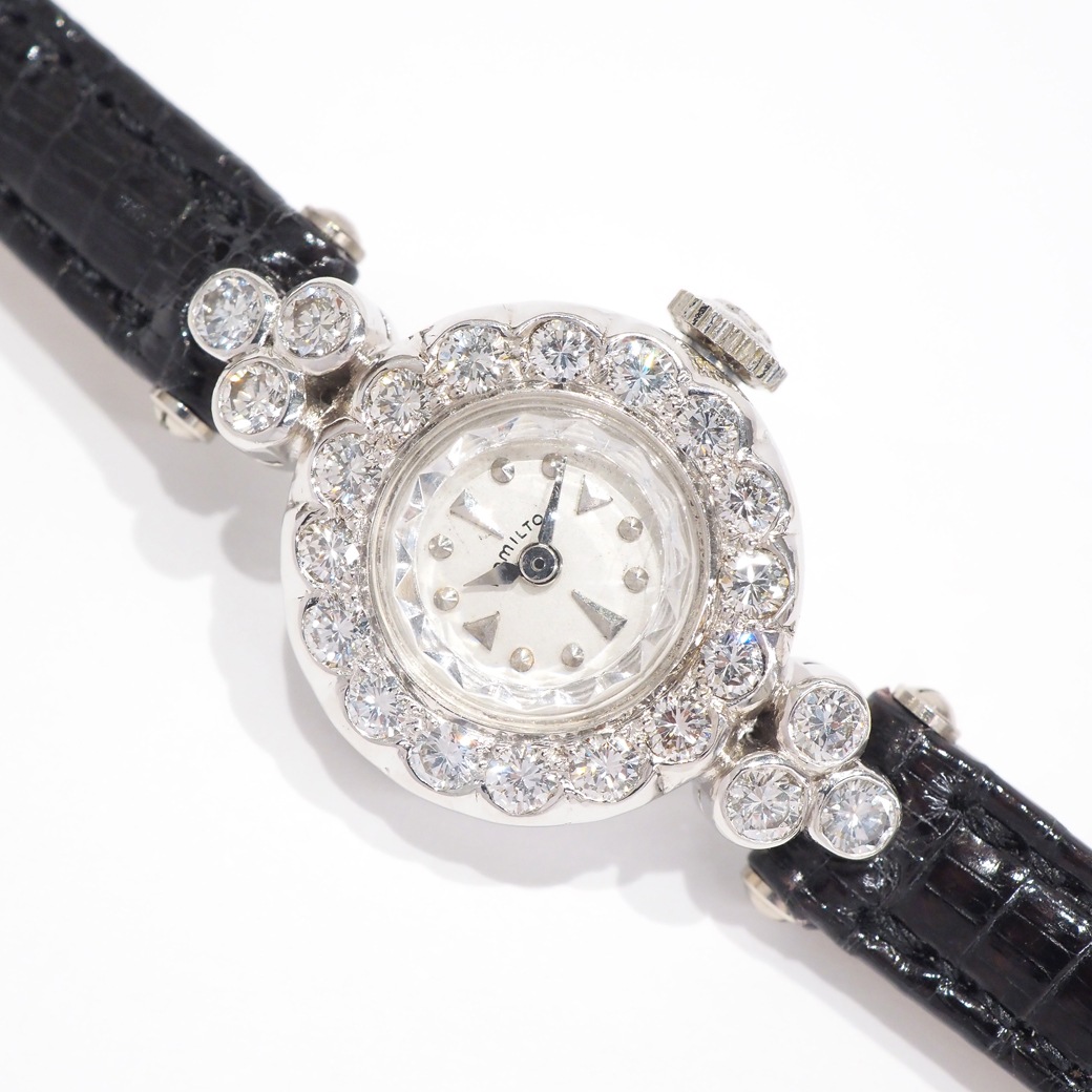 アンティークウォッチ ハミルトン ダイヤモンドベゼル ラウンド パラジウム・プラチナケース