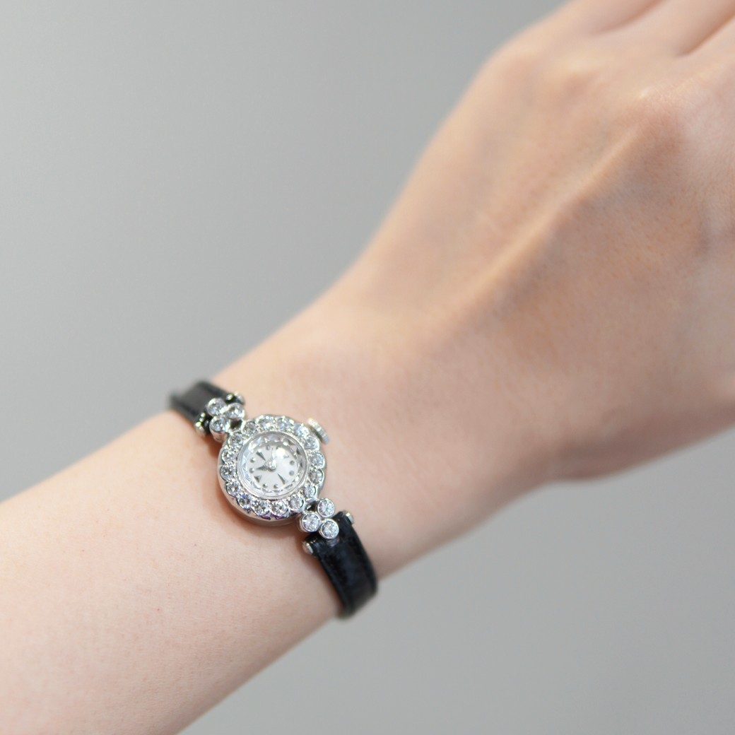 アンティークウォッチ ハミルトン ダイヤモンドベゼル ラウンド パラジウム・プラチナケース