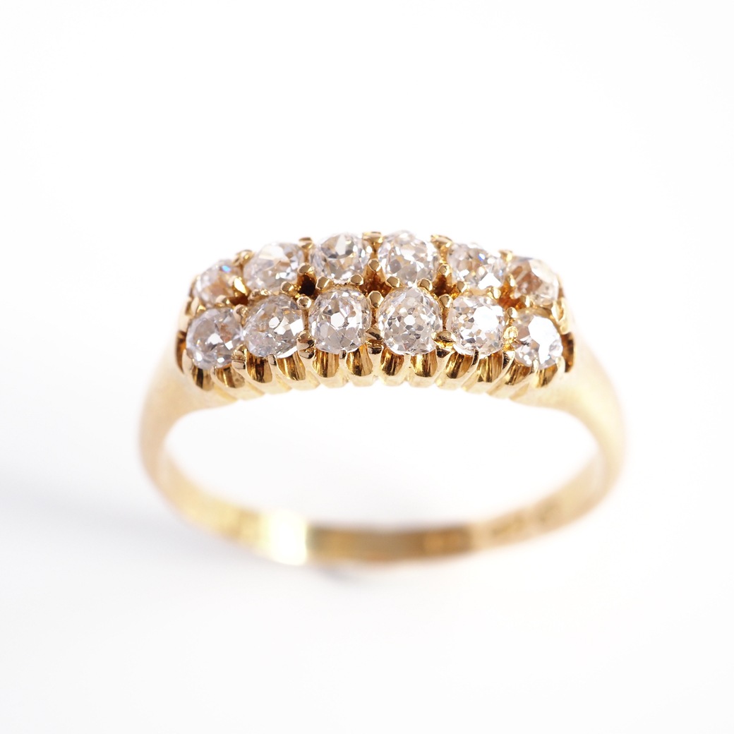 アンティークジュエリー リング ダイヤモンド ダブルライン アンティークリング